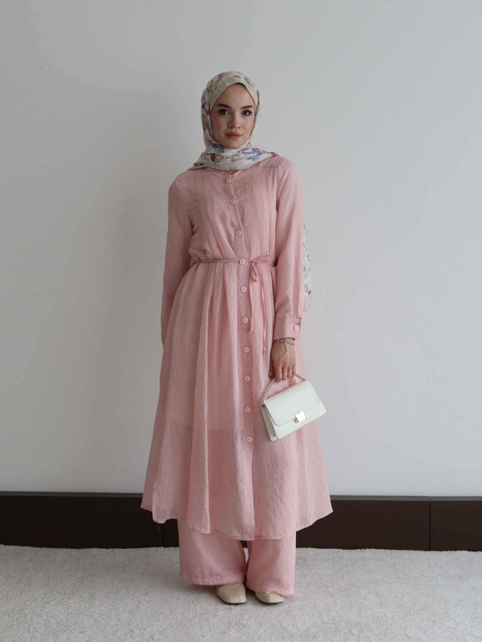 Pili Detaylı ve Kuşaklı Hardal Tunik Pantolon Takım - Görsel 10