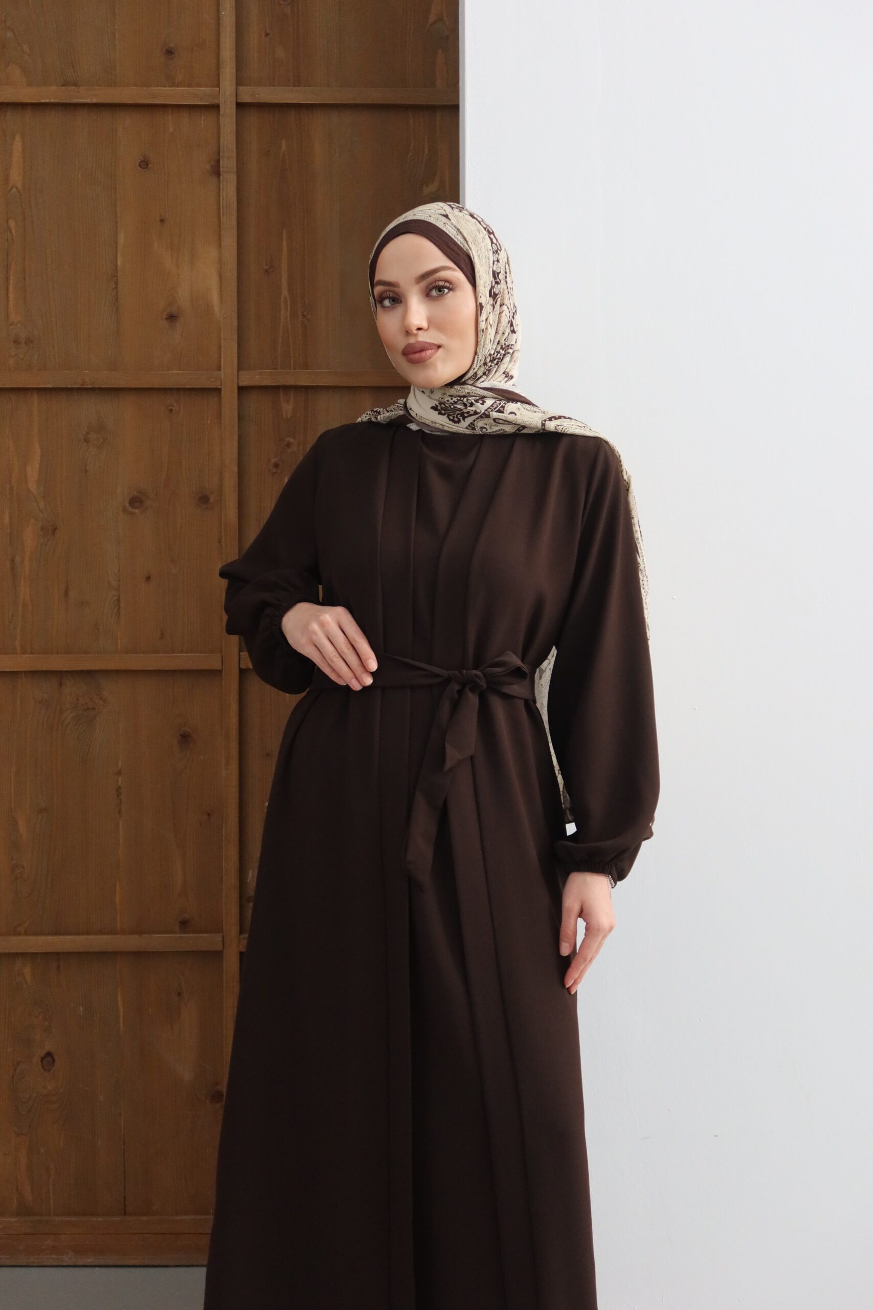 Sıralı Kumaş Düğmeli ve Kuşaklı Bebek Mavisi Elbise - Görsel 6